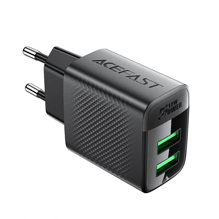 Acefast A86 mains charger 2x USB-A 12W - black - Cell phone USB charger<<<HurtelXML