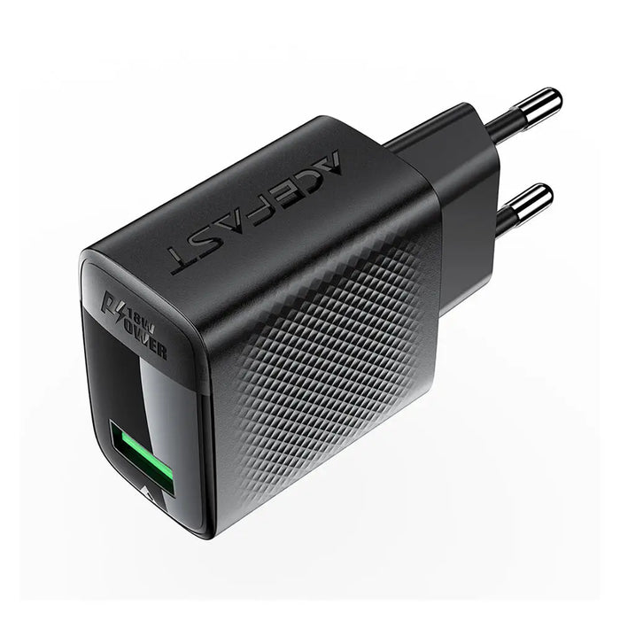 Acefast A90 Charger GaN USB-A QC 18W - Black - Cell phone USB charger<<<HurtelXML