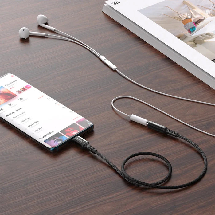 Acefast audio cable USB Type C - 3.5mm mini jack (female) 18cm DAC AUX black (C1-07 black) - Audio adapters<<<HurtelXML