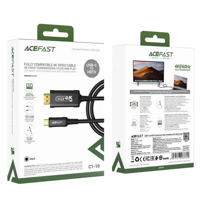 Acefast C1 USB-C/HDMI Video Cable 4K 60Hz HDR 1.8m - Black - Video cables<<<HurtelXML