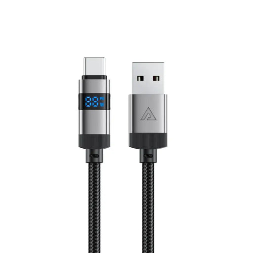 Acefast C15-04 USB-A - USB-C Cable with Display 480Mb/s 66W 1.2m - Black - *Temporary category<<<HurtelXML