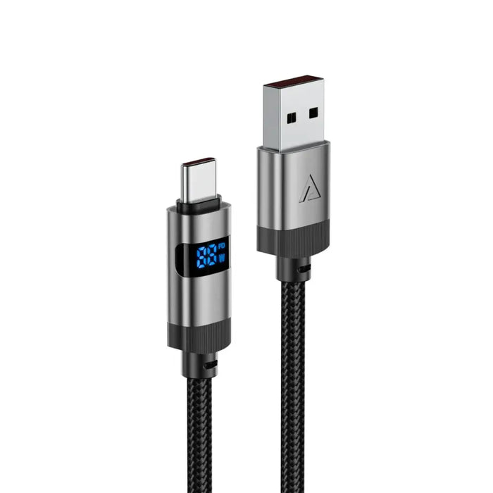 Acefast C15-04 USB-A - USB-C Cable with Display 480Mb/s 66W 1.2m - Black - *Temporary category<<<HurtelXML