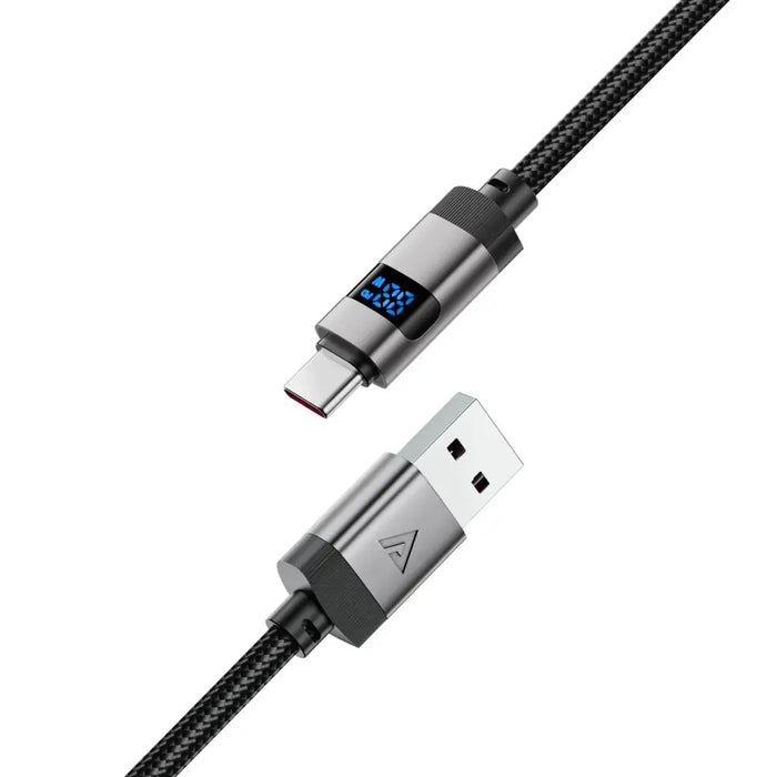 Acefast C15-04 USB-A - USB-C Cable with Display 480Mb/s 66W 1.2m - Black - *Temporary category<<<HurtelXML