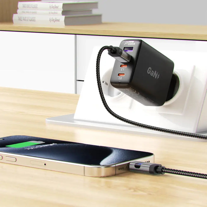 Acefast C15-04 USB-A - USB-C Cable with Display 480Mb/s 66W 1.2m - Black - *Temporary category<<<HurtelXML