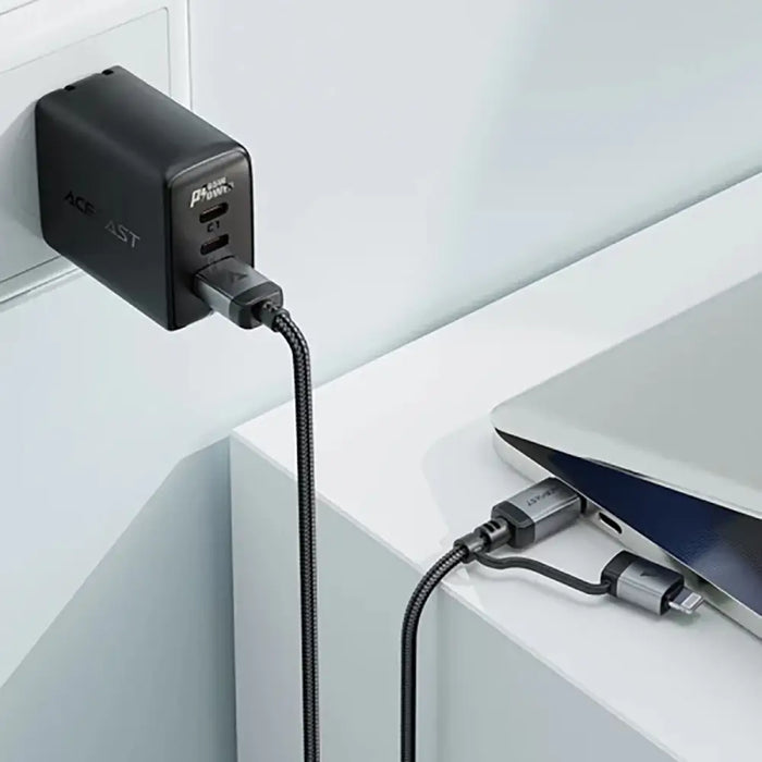 Acefast C20-01 USB-C - USB-C/ Lightning cable 60W/30W 480Mb/s 3A 1.2m - black - Cell phone cables<<<HurtelXML