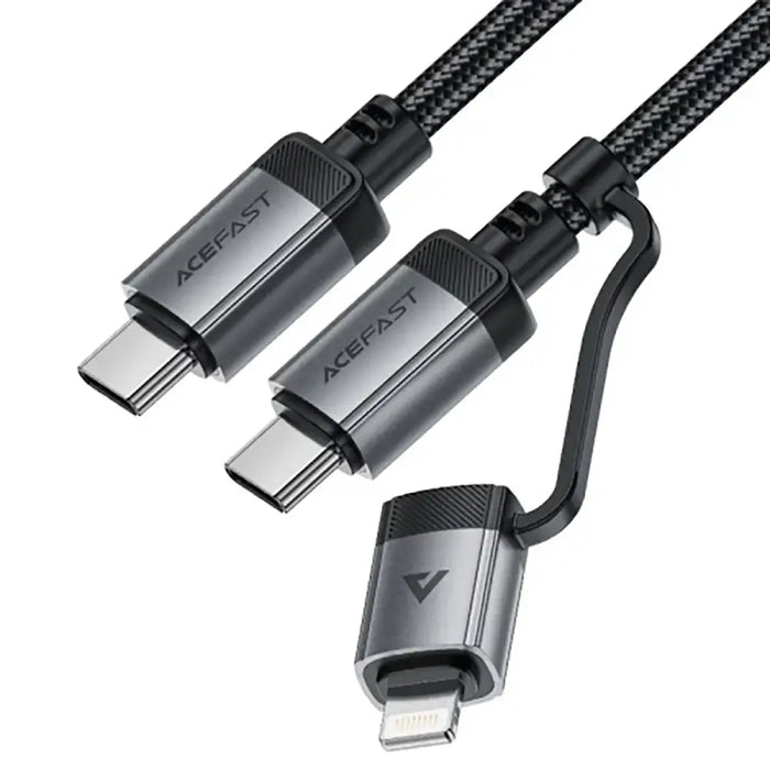 Acefast C20-01 USB-C - USB-C/ Lightning cable 60W/30W 480Mb/s 3A 1.2m - black - Cell phone cables<<<HurtelXML
