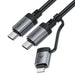 Acefast C20-01 USB-C - USB-C/ Lightning cable 60W/30W 480Mb/s 3A 1.2m - black - Cell phone cables<<<HurtelXML