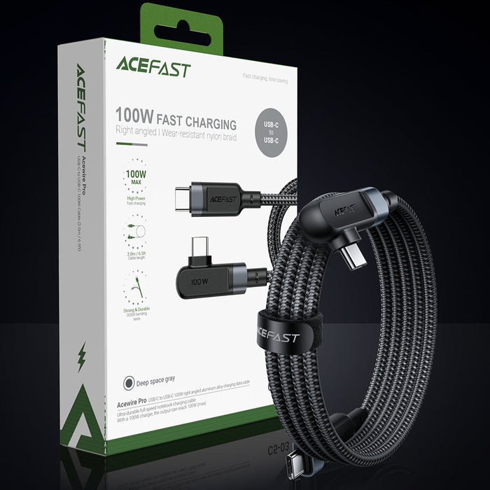 Acefast C5-03 Black USB-C - USB-C PD QC cable 100W 5A 480Mb/s 2m - black - Cell phone cables<<<HurtelXML
