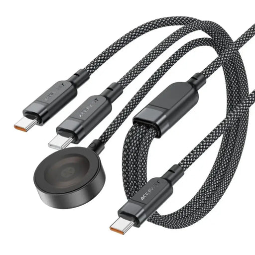 Acefast C6-11 USB-C 3in1 Cable - 2x USB-C / Qi 480Mb/s 100W 1.2m - black - *Temporary category<<<HurtelXML