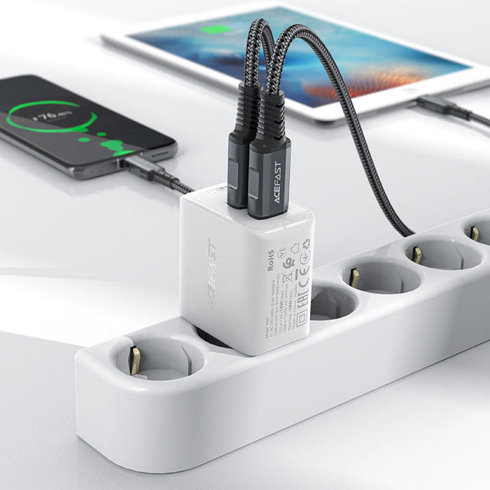 Acefast charger 2x USB 18W QC 3.0 AFC FCP white (A33 white) - Cell phone USB charger<<<HurtelXML