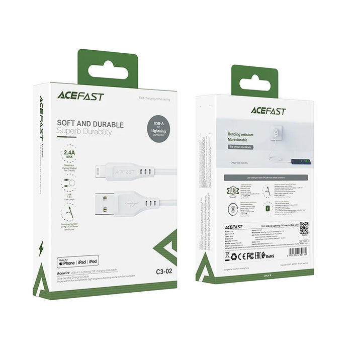 Acefast MFI USB cable - Lightning 1.2m 2.4A white (C3-02 white) - Cell phone cables<<<HurtelXML