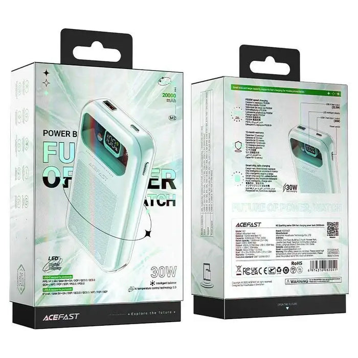 Acefast powerbank 20000mAh Sparkling Series fast charging 30W green (M2) - Powerbanks<<<HurtelXML