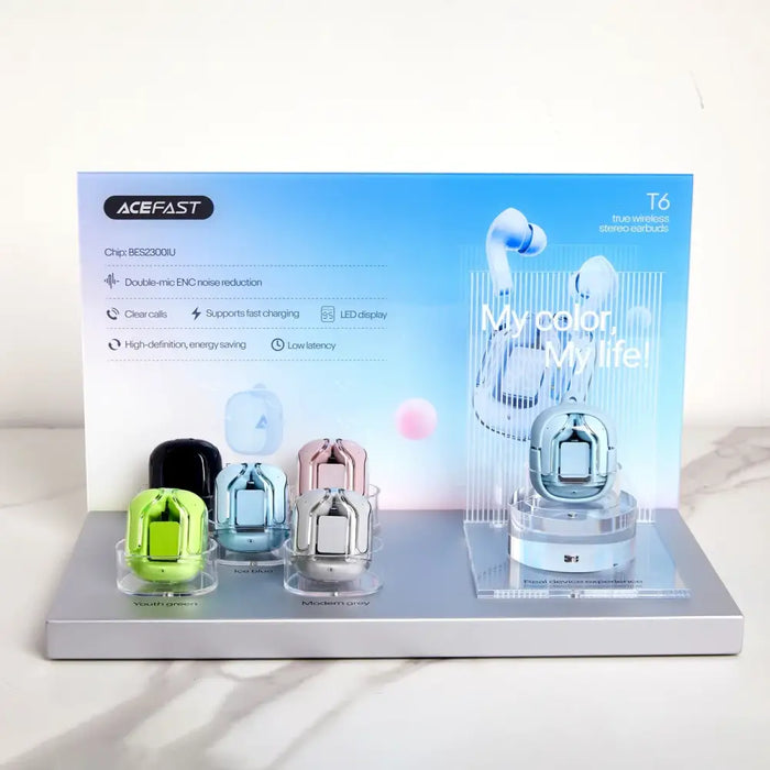 Acefast T6 TWS Bluetooth In-Ear Wireless Headphones - Light Blue - Headphones and speakers<<<HurtelXML