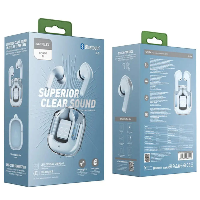 Acefast T6 TWS Bluetooth In-Ear Wireless Headphones - Light Blue - Headphones and speakers<<<HurtelXML