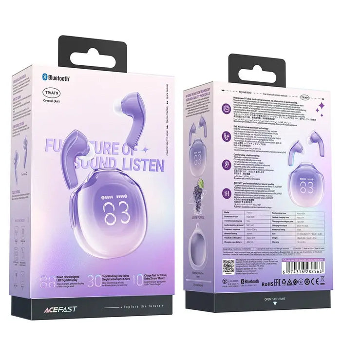 Acefast T9 Bluetooth 5.3 in-ear wireless headphones - purple - Headphones and speakers<<<HurtelXML