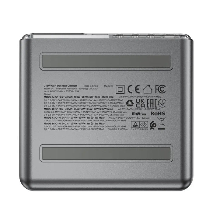 Acefast Z4 PD 218W GaN 3 x USB-C + USB-A Multifunction Adapter with 4 Ports - Gray - Cell phone USB charger<<<HurtelXML