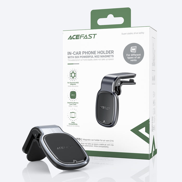 Acefast D16 Magnetic Car Air Vent Mount - No MagSafe Required - Gray