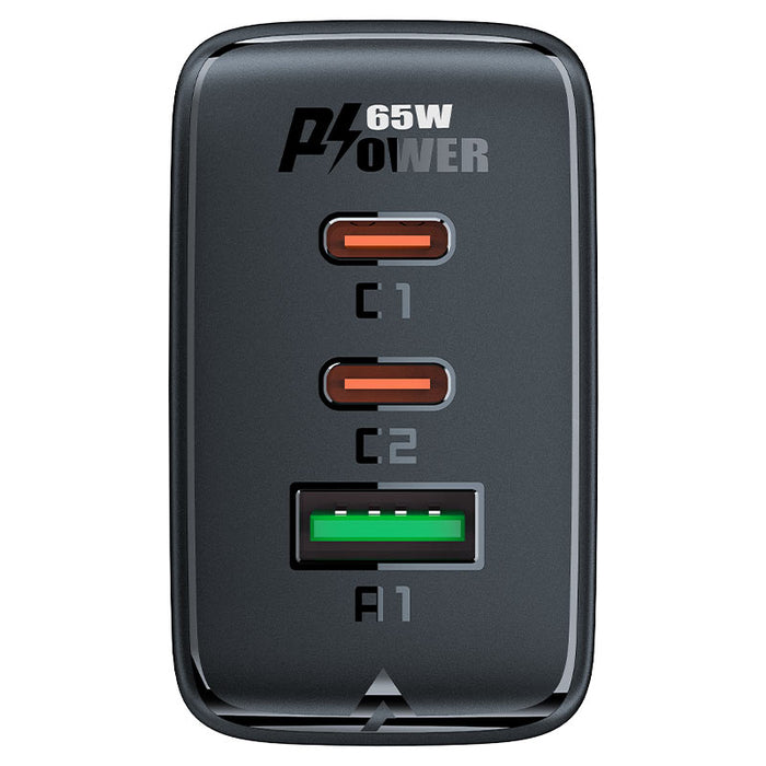 Acefast fast charger GaN (2xUSB-C / USB-A) PPS / PD / QC4+ 65W black (A41)