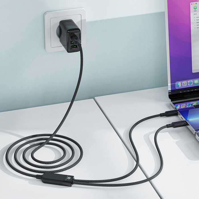 Acefast C5 USB-C - USB-C / USB-C 2in1 100W 480Mb/s cable - black