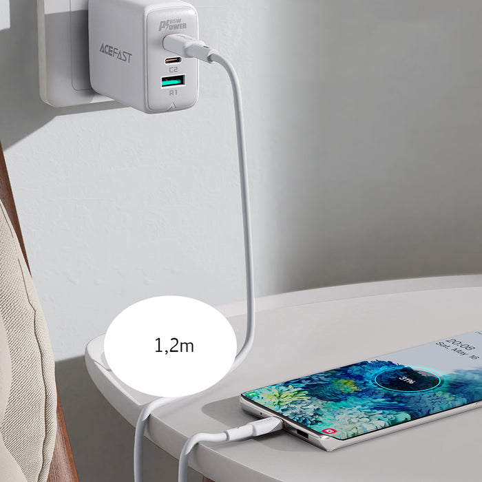 Acefast C2-03-CC USB-C - USB-C PD QC cable 60W 3A 480Mb/s 1.2m - white