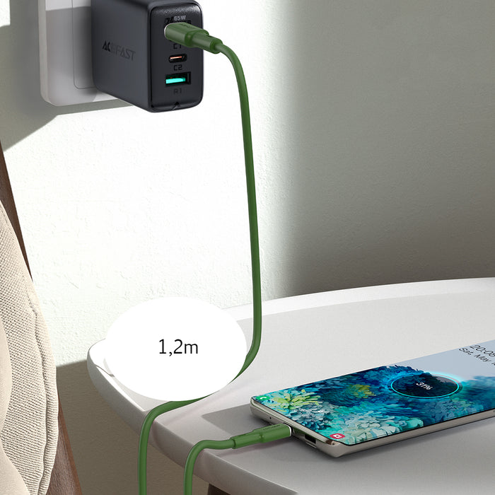 Acefast C2-03-CC USB-C - USB-C PD QC cable 60W 3A 480Mb/s 1.2m - green