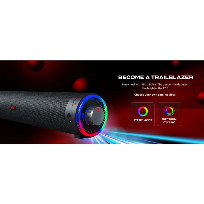 Acer Nitro Gaming Soundbar,2 x 5W BT Dynamic 2.0 Stereo Sound USB-C (USB-C to USB-A cable included) / Bluetooth / Aux