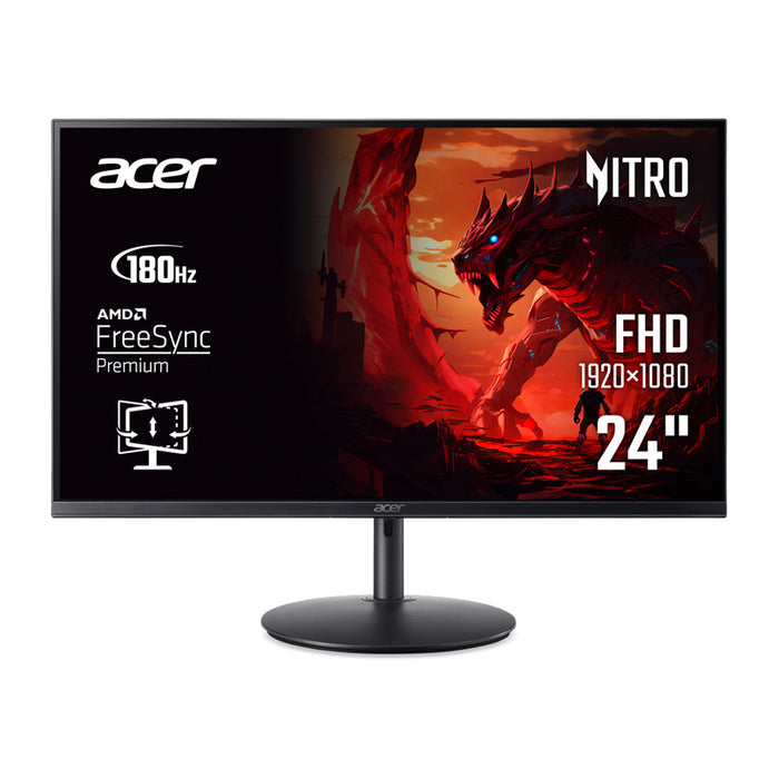 Acer Nitro XF240YM3biiph, 23.8" IPS, Anti-Glare, LED, ZeroFrame, FreeSync, 180Hz,1ms(VRB), 100M:1, 250nits, FHD (1920x1080), sRGB99%, DP, 2xHDMI, BlueLightShield, Tilt, Swivel, Black