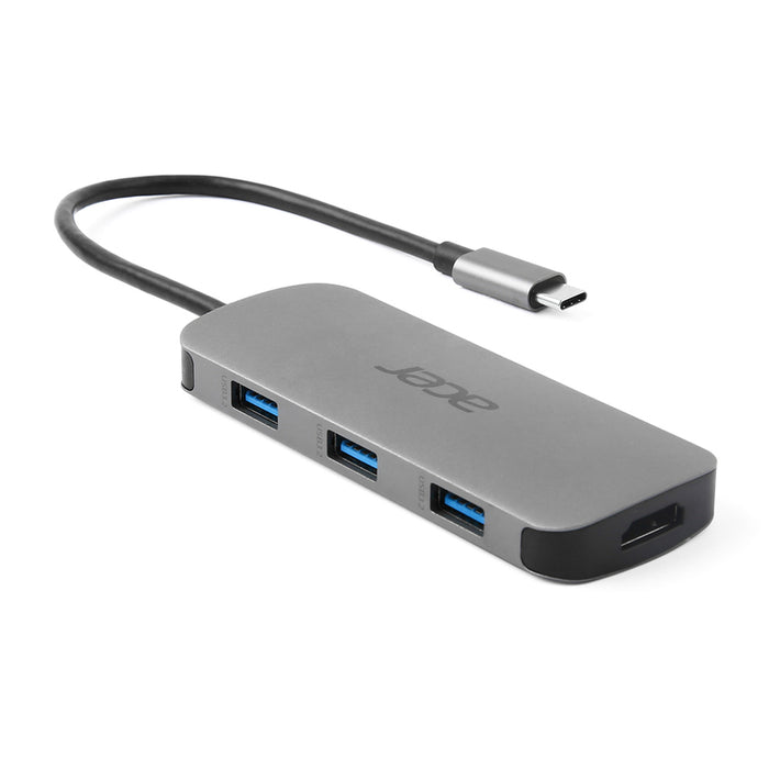 Acer 7in1 Type C dongle: 1 x HDMI, 3 x USB3.2, 1 x SD/TF, 1 x PD, Up to 5Gbps Data transmission speed