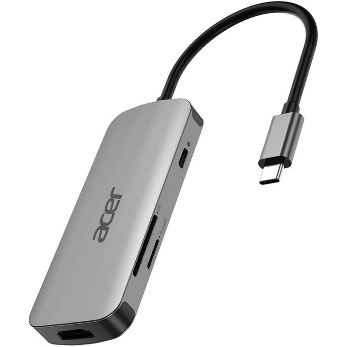 Acer 7in1 Type C dongle: 1 x HDMI, 3 x USB3.2, 1 x SD/TF, 1 x PD, Up to 5Gbps Data transmission speed