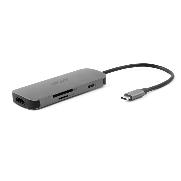 Acer 7in1 Type C dongle: 1 x HDMI, 3 x USB3.2, 1 x SD/TF, 1 x PD, Up to 5Gbps Data transmission speed