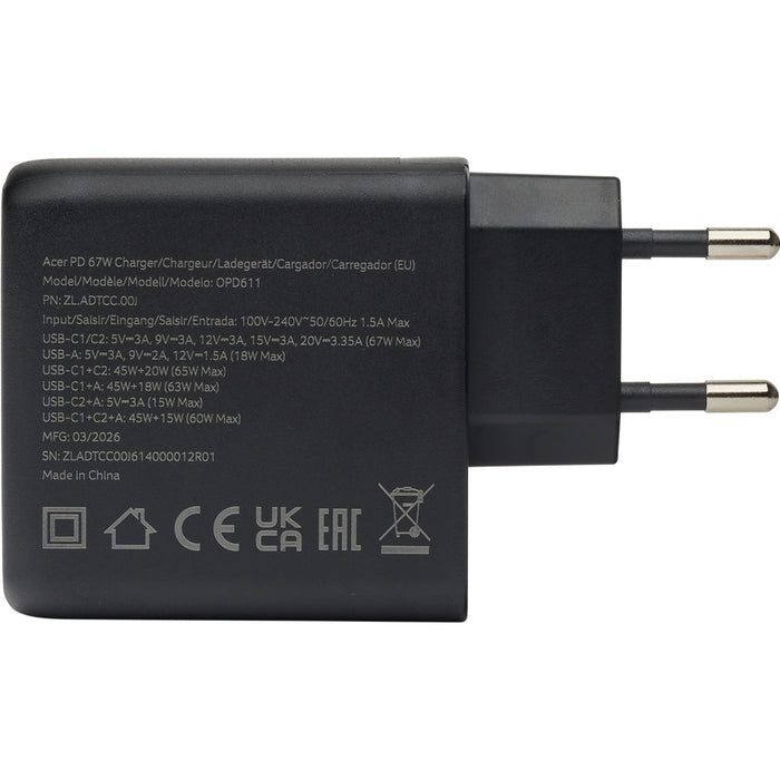 Laptop charger ACER 67W PD ZL.ADTCC.00J