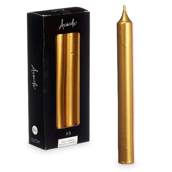 Candle Set Acorde Golden 2 x 2 x 20 cm 8,5 x 21 x 4,5 cm (12 Units)