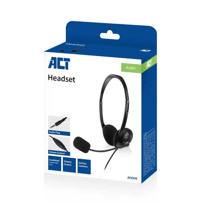 ACT Headphones with microphone 3.5mm jack 2m - Слушалки<<<Компютърна периферия<<<ValiAPI