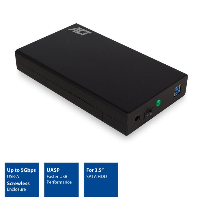 Hard disk drawer ACT AC1405, 3.5", SATA, USB 3.1 Gen1 (USB 3.0), Black