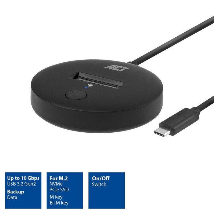 Docking station ACT, USB-C - M.2 NVMe/PCIe SSD, 10 Gbps