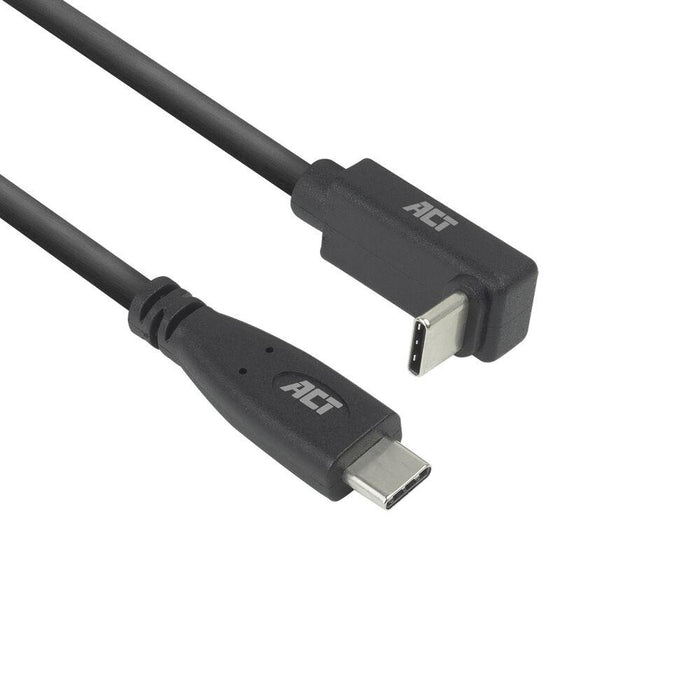 ACT Cable USB-C - USB-C, 10Gbps, 60W, 1 m, connectors - 1 x straight and 1 x 90° up/down angled