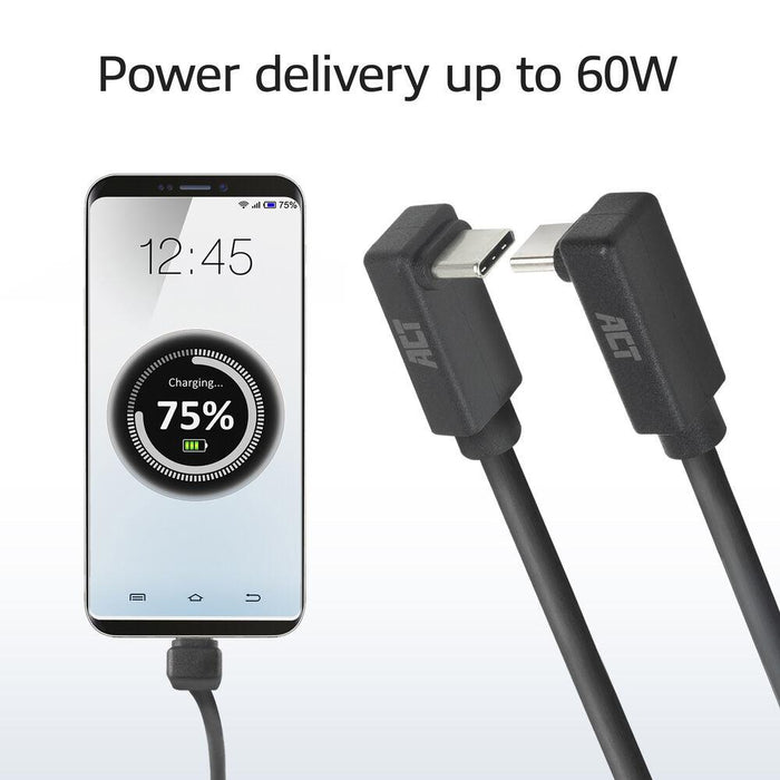 ACT Cable USB-C 10Gbps, 60W, 0.5m, 90° up/down angled connectors