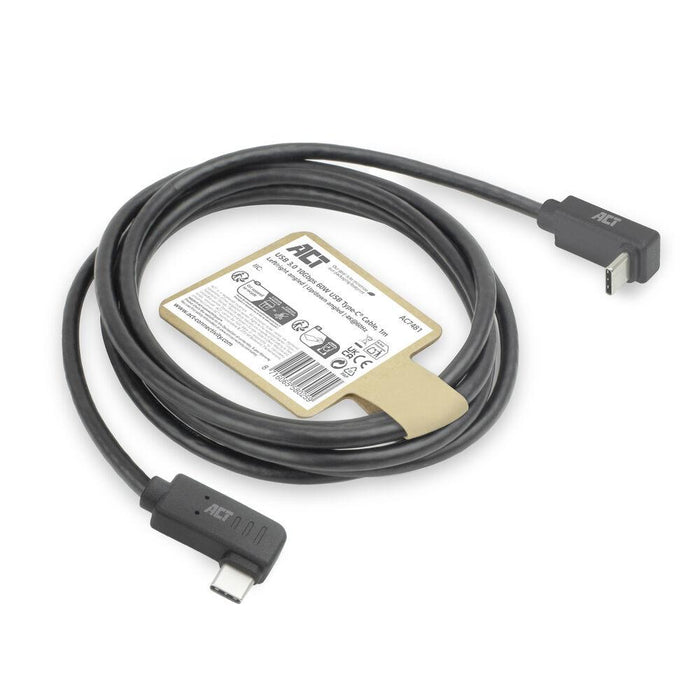 ACT Cable USB-C - USB-C, 10Gbps, 60W, 1 m, connectors 90° left/right, up/down angled
