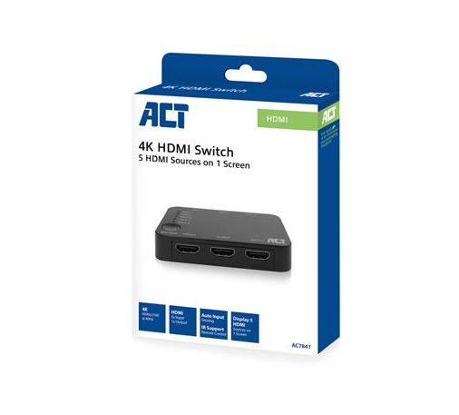 HDMI switch ACT AC7841, 5/1, 3D, 4K@60Hz, Black