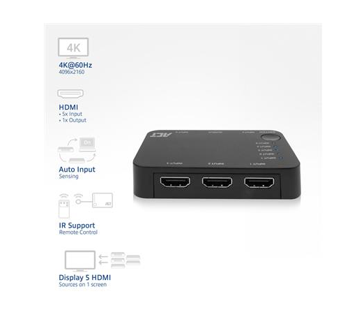 HDMI switch ACT AC7841, 5/1, 3D, 4K@60Hz, Black