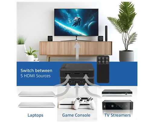 HDMI switch ACT AC7841, 5/1, 3D, 4K@60Hz, Black