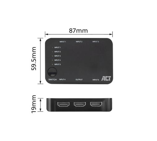 HDMI switch ACT AC7841, 5/1, 3D, 4K@60Hz, Black