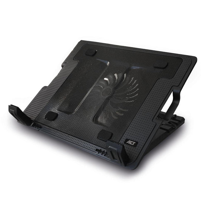 ACT Laptop Cooler, Up to 17", Single Fan, 2 x USB Hub, Black