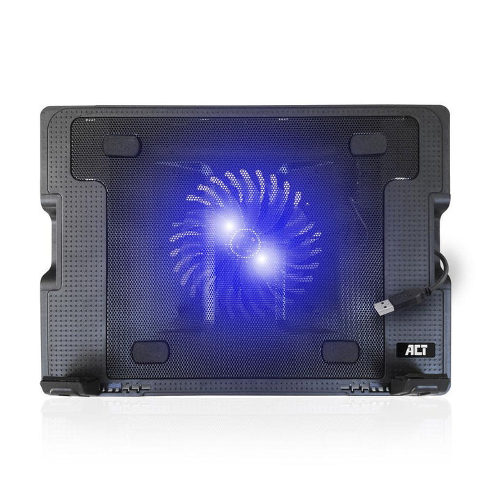 ACT Laptop Cooler, Up to 17", Single Fan, 2 x USB Hub, Black