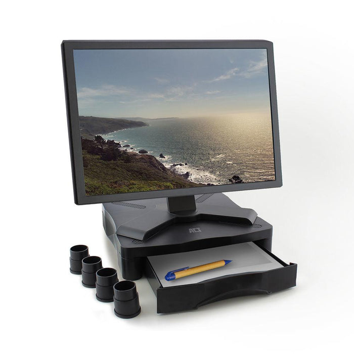 ACT Single Drawer Monitor Stand, Height Adjustable, AC8200