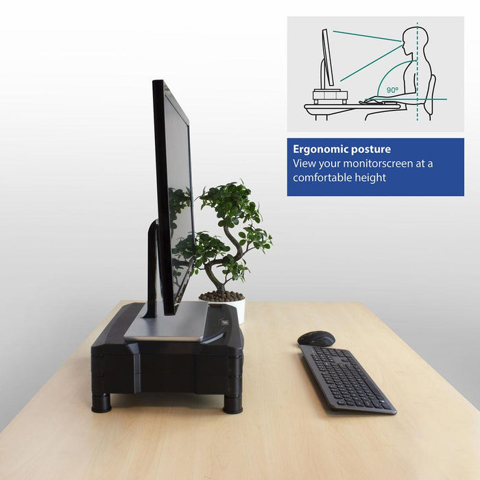 Monitor stand ACT AC8215, For desk, with 2 drawers, Up to 10 kg, Black