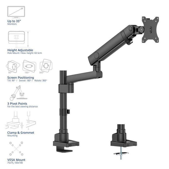 ACT Monitor stand max. 40" with one arm, spring mechanism, up to 12kg