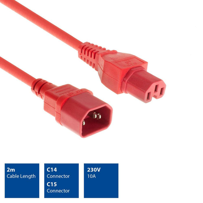 Power cable ACT, C14 - C15, 2m, Red
