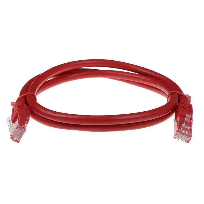 Network patch cable ACT U/UTP, CAT 6, RJ-45 - RJ-45, 2 m, Copper wires, Red, Bulk packaging