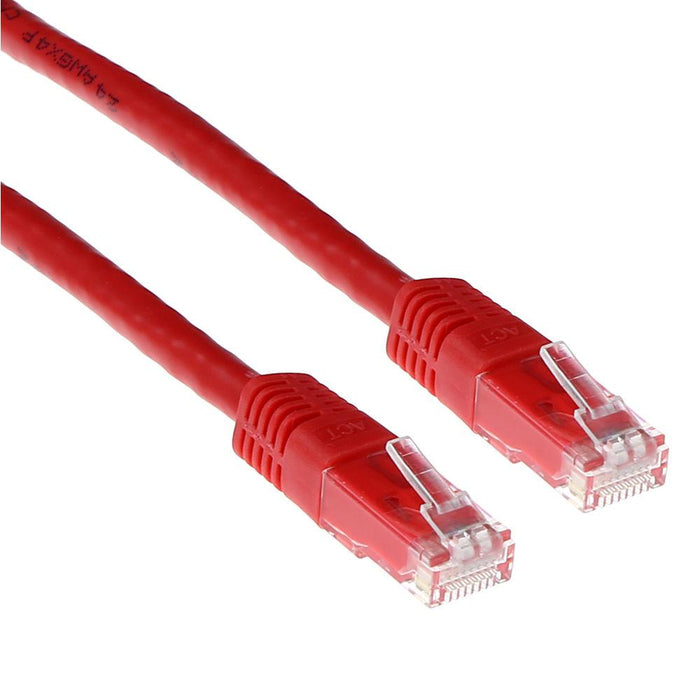 Network patch cable ACT U/UTP, CAT 6, RJ-45 - RJ-45, 2 m, Copper wires, Red, Bulk packaging